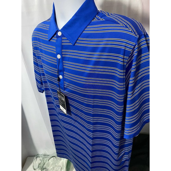 NEW - FOOTJOY Mens Golf Polo Shirt Trio Stripe Blue white Large - Picture 6 of 10